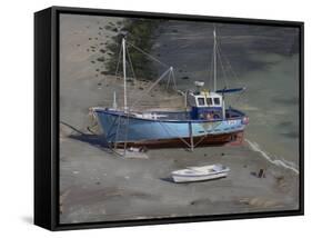 Blue Boat, Lulworth Cove, September-Tom Hughes-Framed Stretched Canvas