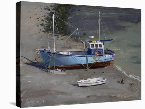 Blue Boat, Lulworth Cove, September-Tom Hughes-Stretched Canvas
