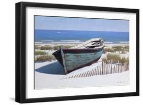 Blue Boat on Beach-Zhen-Huan Lu-Framed Giclee Print