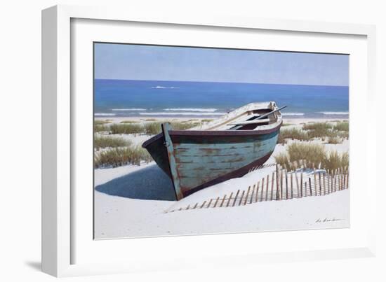 Blue Boat on Beach-Zhen-Huan Lu-Framed Giclee Print