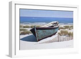 Blue Boat on Beach-Zhen-Huan Lu-Framed Giclee Print