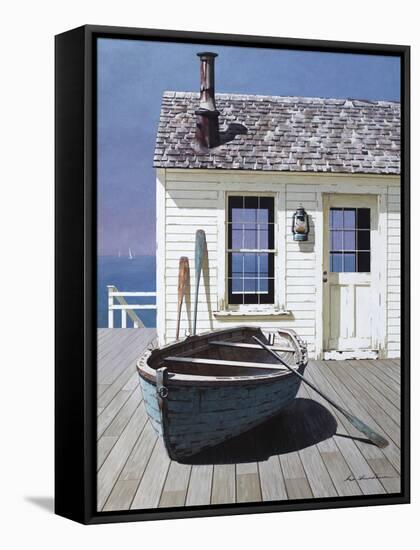 Blue Boat on Deck-Zhen-Huan Lu-Framed Stretched Canvas