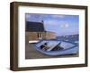 Blue Boat on Shore with the Harbour of Le Fret Behind, Brittany, France, Europe-Thouvenin Guy-Framed Photographic Print