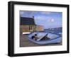 Blue Boat on Shore with the Harbour of Le Fret Behind, Brittany, France, Europe-Thouvenin Guy-Framed Photographic Print