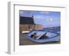 Blue Boat on Shore with the Harbour of Le Fret Behind, Brittany, France, Europe-Thouvenin Guy-Framed Photographic Print