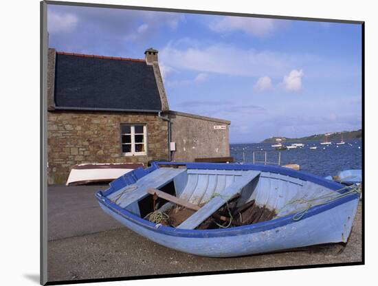 Blue Boat on Shore with the Harbour of Le Fret Behind, Brittany, France, Europe-Thouvenin Guy-Mounted Photographic Print