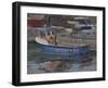 Blue Boat with Red Flag, Padstow, January-Tom Hughes-Framed Giclee Print