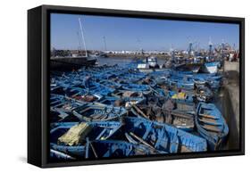 Blue Boats in Port and Nearby, Essaouira, Morocco-Natalie Tepper-Framed Stretched Canvas