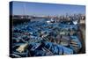 Blue Boats in Port and Nearby, Essaouira, Morocco-Natalie Tepper-Stretched Canvas