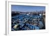 Blue Boats in Port and Nearby, Essaouira, Morocco-Natalie Tepper-Framed Photo