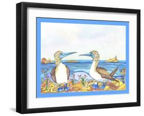 Blue Booby Greetings-Lisa Katharina-Framed Giclee Print