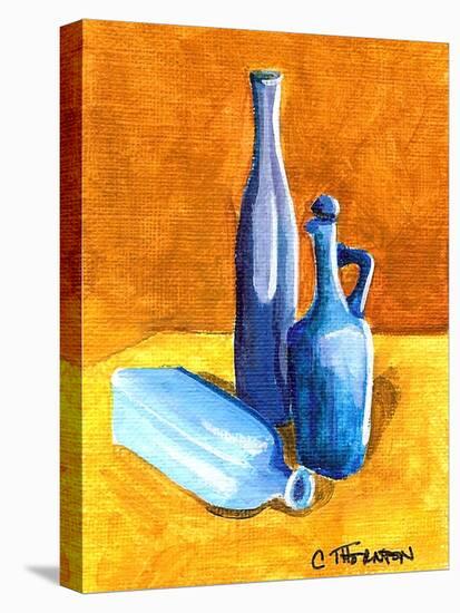 Blue Bottles-Cindy Thornton-Stretched Canvas