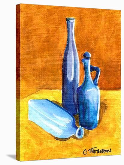 Blue Bottles-Cindy Thornton-Stretched Canvas