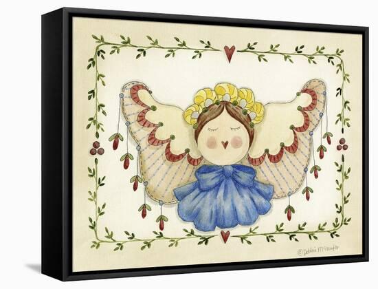 Blue Bow Angel-Debbie McMaster-Framed Stretched Canvas