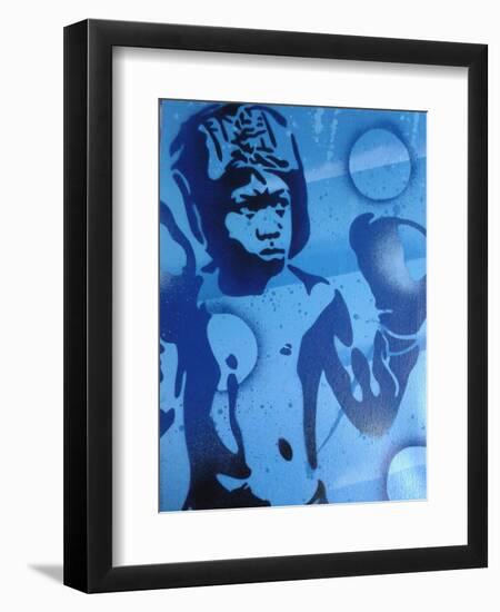 Blue Boxer-Abstract Graffiti-Framed Premium Giclee Print