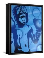 Blue Boxer-Abstract Graffiti-Framed Stretched Canvas