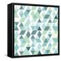 Blue Bright Abstract Triangles Background-Little_cuckoo-Framed Stretched Canvas