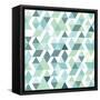 Blue Bright Abstract Triangles Background-Little_cuckoo-Framed Stretched Canvas