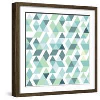 Blue Bright Abstract Triangles Background-Little_cuckoo-Framed Art Print