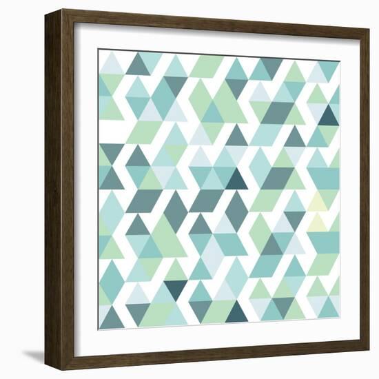 Blue Bright Abstract Triangles Background-Little_cuckoo-Framed Art Print