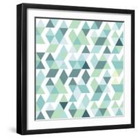 Blue Bright Abstract Triangles Background-Little_cuckoo-Framed Art Print