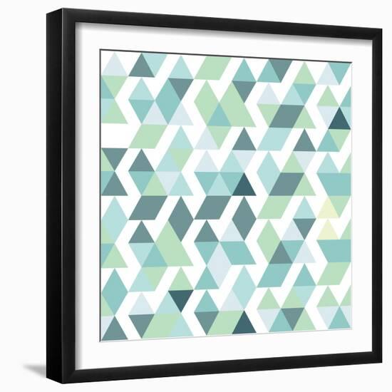 Blue Bright Abstract Triangles Background-Little_cuckoo-Framed Art Print