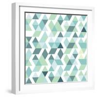 Blue Bright Abstract Triangles Background-Little_cuckoo-Framed Art Print