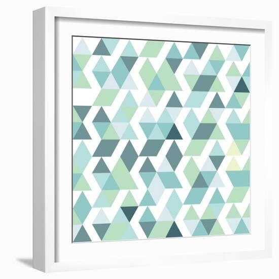 Blue Bright Abstract Triangles Background-Little_cuckoo-Framed Art Print