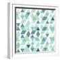 Blue Bright Abstract Triangles Background-Little_cuckoo-Framed Art Print