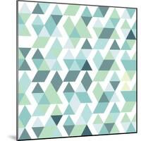 Blue Bright Abstract Triangles Background-Little_cuckoo-Mounted Art Print