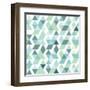 Blue Bright Abstract Triangles Background-Little_cuckoo-Framed Art Print