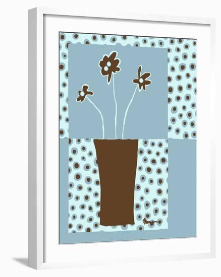 Blue & Brown Minimalist Floral I-Kris Taylor-Framed Art Print