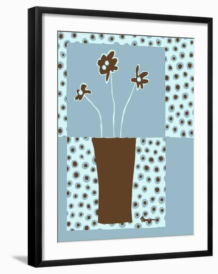 Blue & Brown Minimalist Floral I-Kris Taylor-Framed Art Print