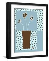 Blue & Brown Minimalist Floral I-Kris Taylor-Framed Art Print