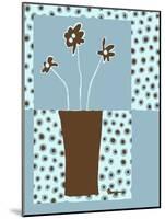 Blue & Brown Minimalist Floral I-Kris Taylor-Mounted Art Print