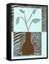 Blue & Brown Minimalist Floral II-Kris Taylor-Framed Stretched Canvas