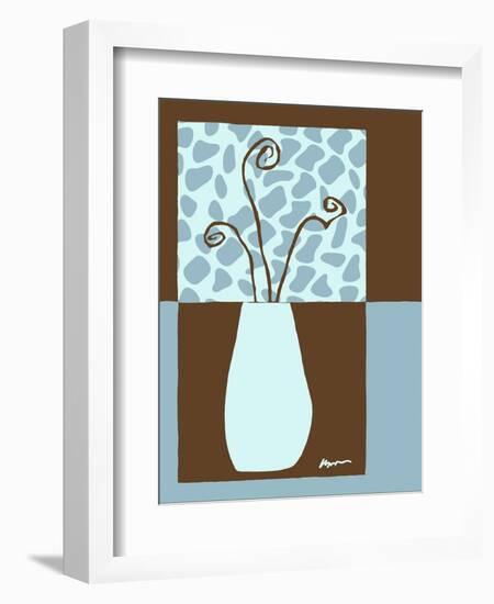 Blue & Brown Minimalist Floral III-Kris Taylor-Framed Art Print