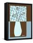 Blue & Brown Minimalist Floral III-Kris Taylor-Framed Stretched Canvas