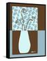 Blue & Brown Minimalist Floral III-Kris Taylor-Framed Stretched Canvas