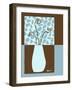 Blue & Brown Minimalist Floral III-Kris Taylor-Framed Art Print