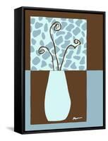 Blue & Brown Minimalist Floral III-Kris Taylor-Framed Stretched Canvas