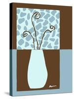 Blue & Brown Minimalist Floral III-Kris Taylor-Stretched Canvas