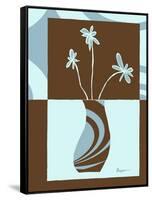 Blue & Brown Minimalist Floral IV-Kris Taylor-Framed Stretched Canvas