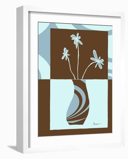 Blue & Brown Minimalist Floral IV-Kris Taylor-Framed Art Print