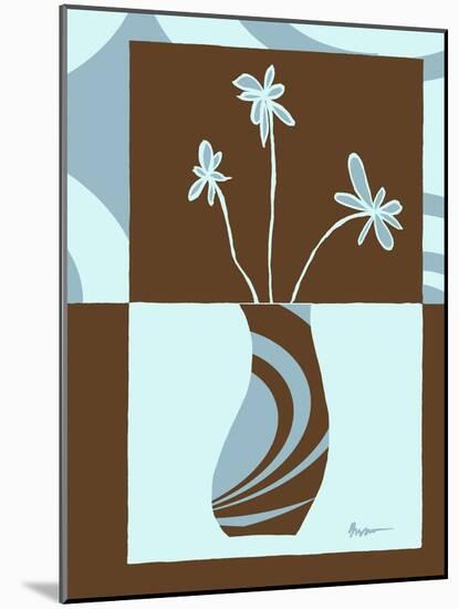 Blue & Brown Minimalist Floral IV-Kris Taylor-Mounted Art Print