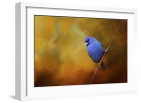 Blue Bunting in Autumn-Jai Johnson-Framed Giclee Print