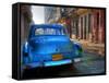 Blue Car in Havana, Cuba, Caribbean-Nadia Isakova-Framed Stretched Canvas