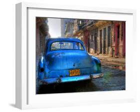 Blue Car in Havana, Cuba, Caribbean-Nadia Isakova-Framed Photographic Print