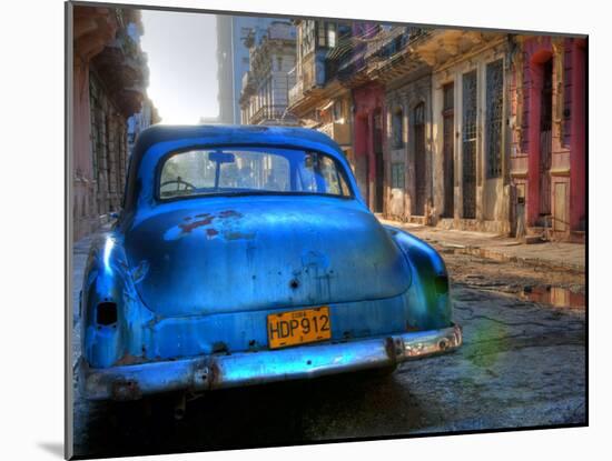 Blue Car in Havana, Cuba, Caribbean-Nadia Isakova-Mounted Photographic Print