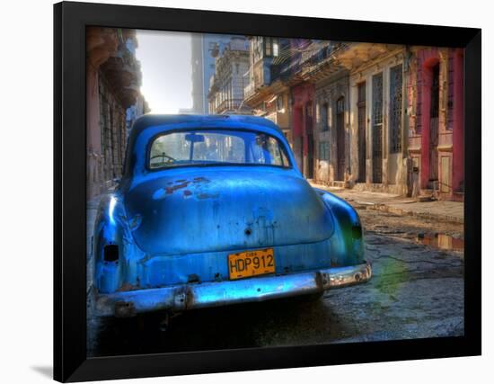 Blue Car in Havana, Cuba, Caribbean-Nadia Isakova-Framed Photographic Print